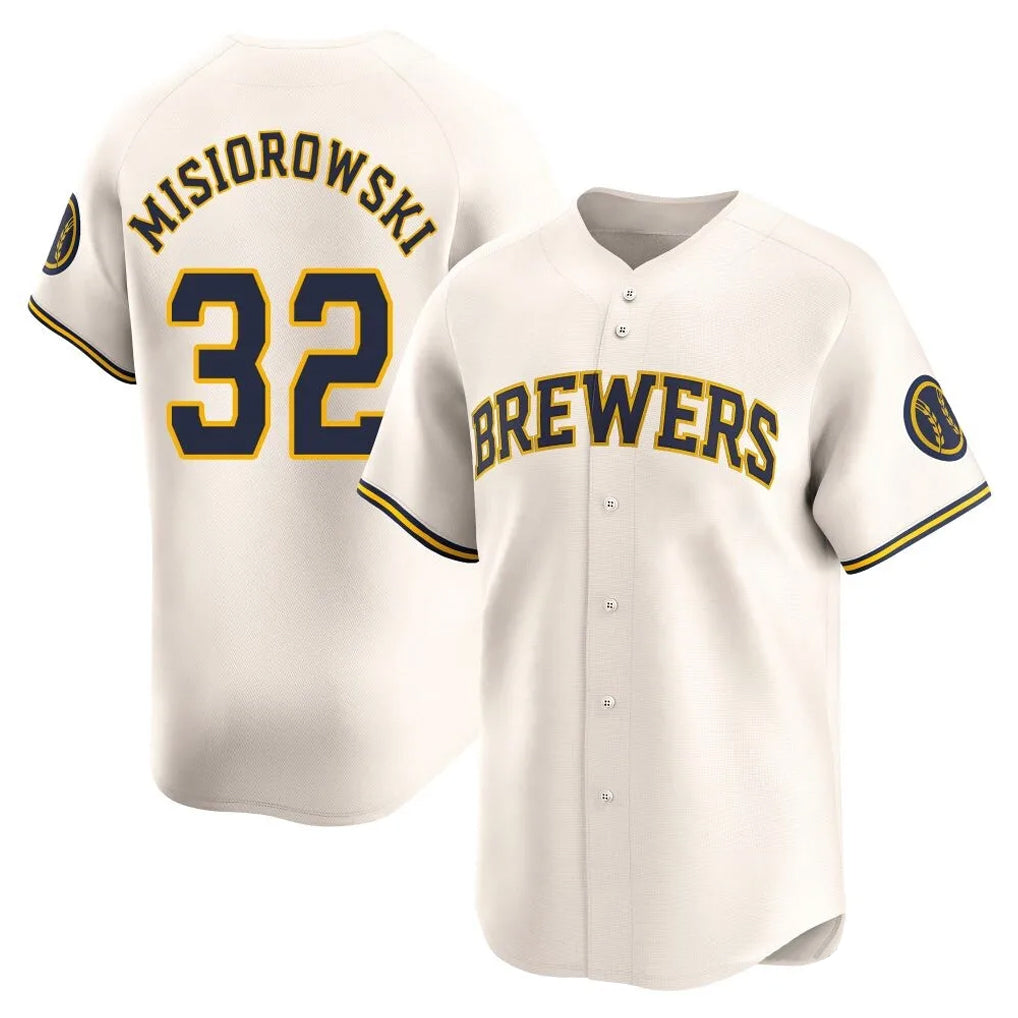 Tlead M.Brewers #32 Jacob Misiorowski Player Cream Limited Game Stitched Jerseys