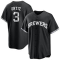 Tlead M.Brewers #3 Joey Ortiz Player Black Game Home Stitched Jerseys