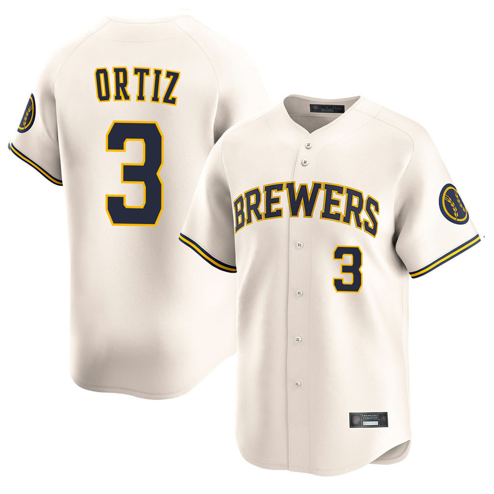 Tlead M.Brewers #3 Joey Ortiz Player Cream Home Limited Game Stitched Jerseys