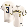Tlead M.Brewers #3 Joey Ortiz Player Cream Home Limited Game Stitched Jerseys
