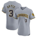Tlead M.Brewers #3 Joey Ortiz Player Gray Home Limited Elite Stitched Jerseys