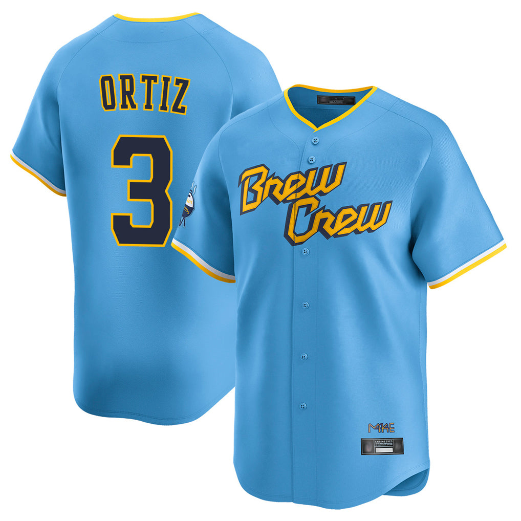 Tlead M.Brewers #3 Joey Ortiz Player Light Blue City Connect Home Limited Stitched Jerseys