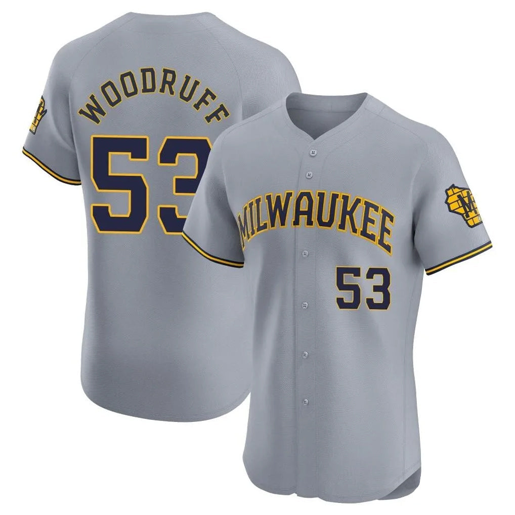 Tlead M.Brewers #53 Brandon Woodruff Player Gray Home Limited Elite Stitched Jerseys