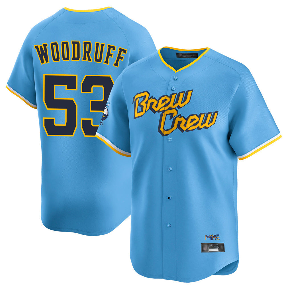 Tlead M.Brewers #53 Brandon Woodruff Player Light Blue City Connect Home Limited Stitched Jerseys