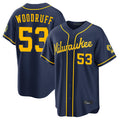 Tlead M.Brewers #53 Brandon Woodruff Player Navy Home Stadium Game Stitched Jerseys