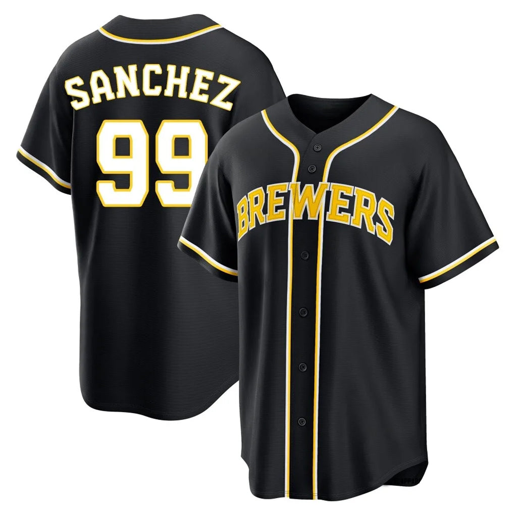 Tlead M.Brewers #99 Gary Sanchez Player Black Fashion Out Home Game Stitched Jerseys