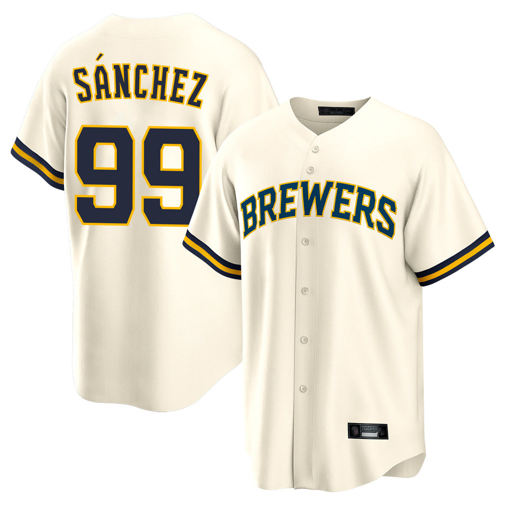 Tlead M.Brewers #99 Gary Sanchez Player Cream Home Game Stitched Jerseys