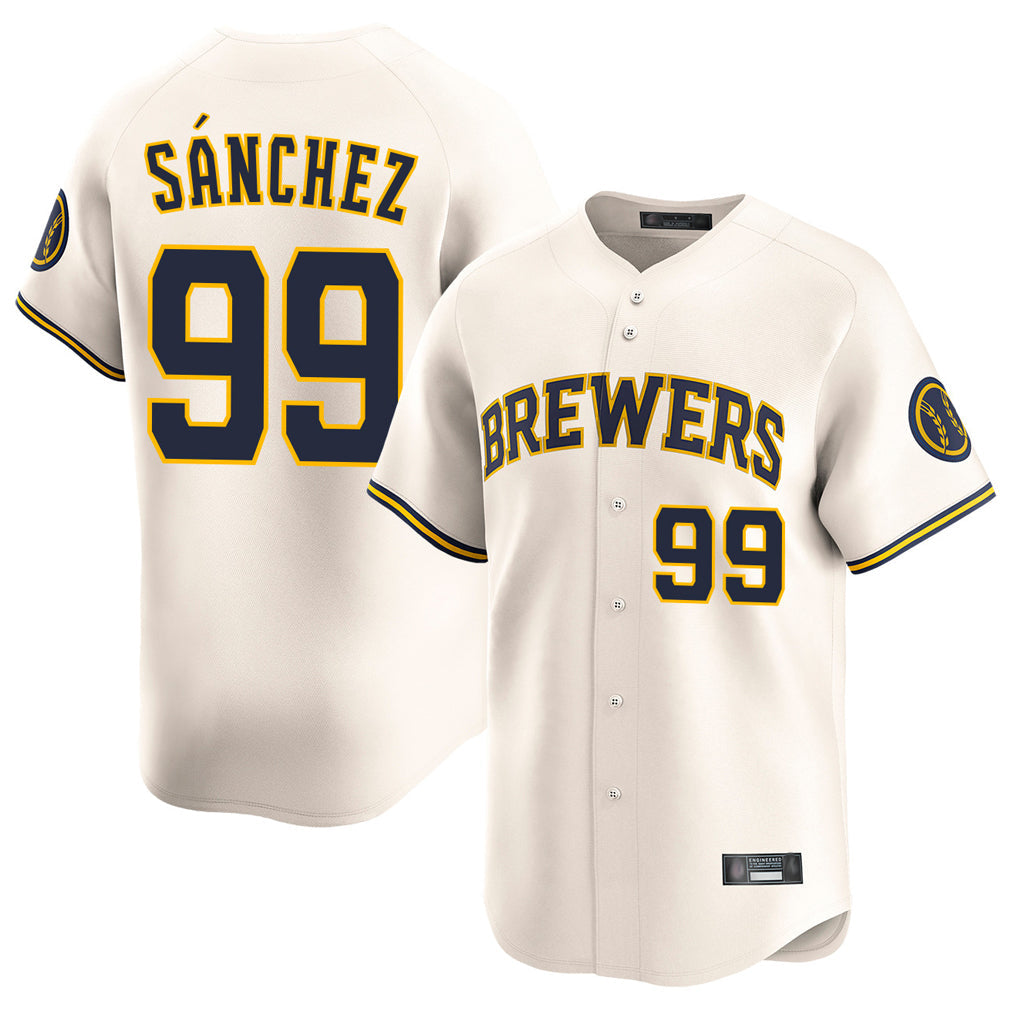 Tlead M.Brewers #99 Gary Sanchez Player Cream Home Limited Game Stitched Jerseys