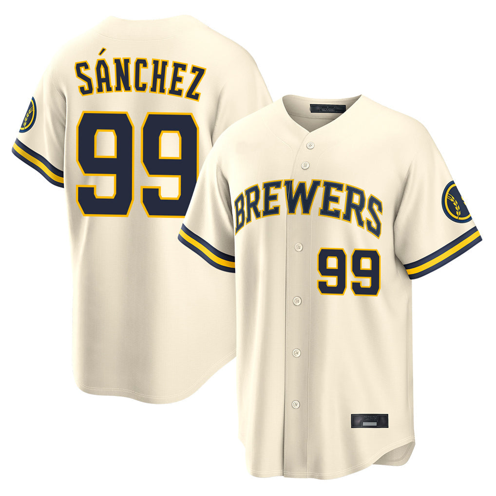Tlead M.Brewers #99 Gary Sanchez Player Cream Home Limited Stitched Jerseys