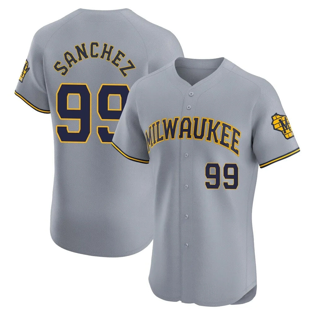 Tlead M.Brewers #99 Gary Sanchez Player Gray Home Limited Elite Stitched Jerseys