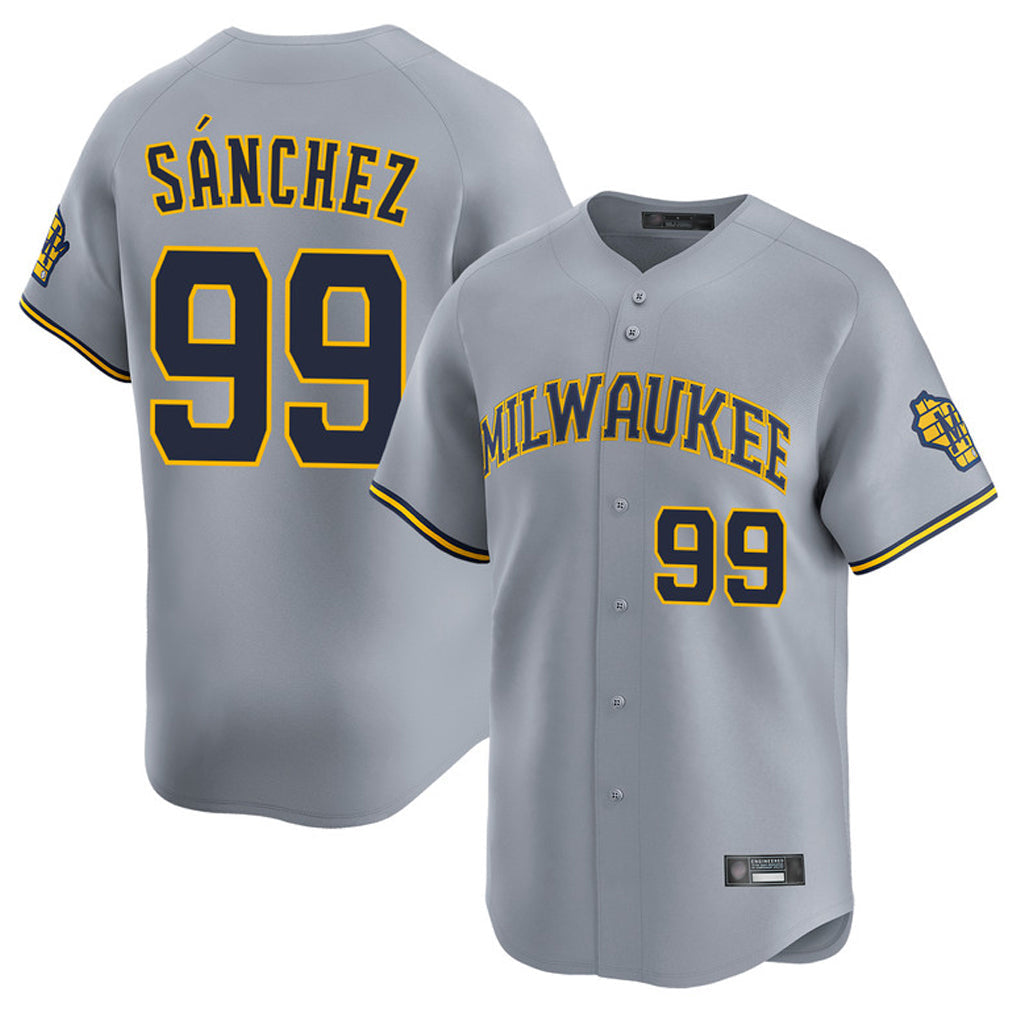 Tlead M.Brewers #99 Gary Sanchez Player Gray Home Limited Stitched Jerseys