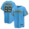 Tlead M.Brewers #99 Gary Sanchez Player Light Blue Road Stadium Game Stitched Jerseys