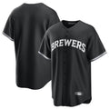 Tlead M.Brewers Blank Player Black Game Home Stitched Jerseys