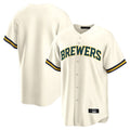 Tlead M.Brewers Blank Player Cream Home Game Stitched Jerseys