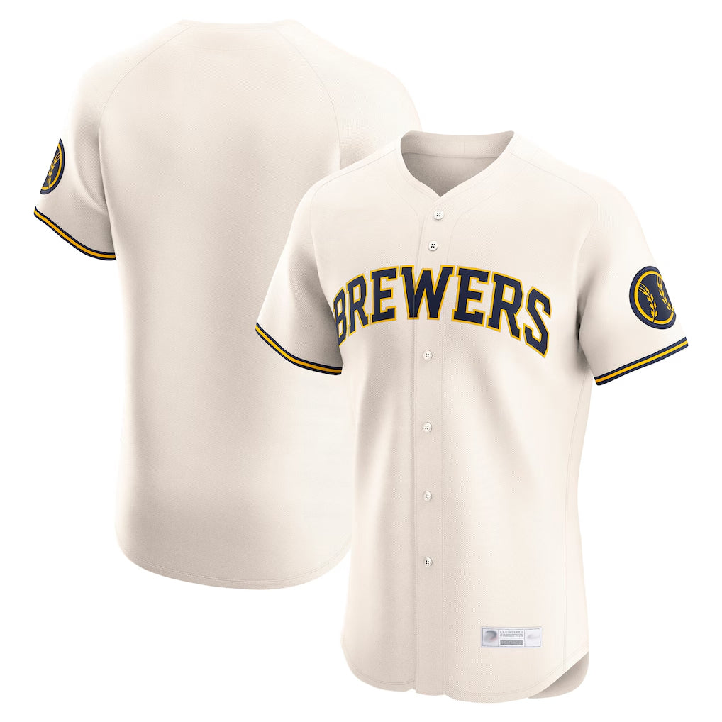 Tlead M.Brewers Blank Player Cream Home Limited Elite Stitched Jerseys