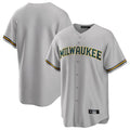 Tlead M.Brewers Blank Player Gray Home Game Stitched Jerseys