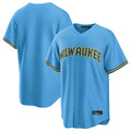Tlead M.Brewers Blank Player Light Blue Road Stadium Game Stitched Jerseys