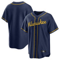 Tlead M.Brewers Blank Player Navy Home Game Stitched Jerseys