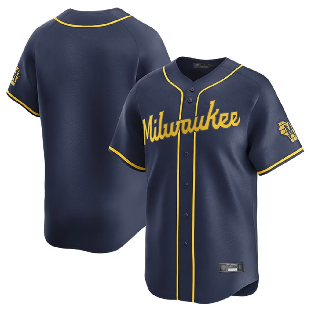 Tlead M.Brewers Blank Player Navy Home Limited Stitched Jerseys