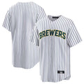 Tlead M.Brewers Blank Player White Stripes Home Game Stitched Jerseys