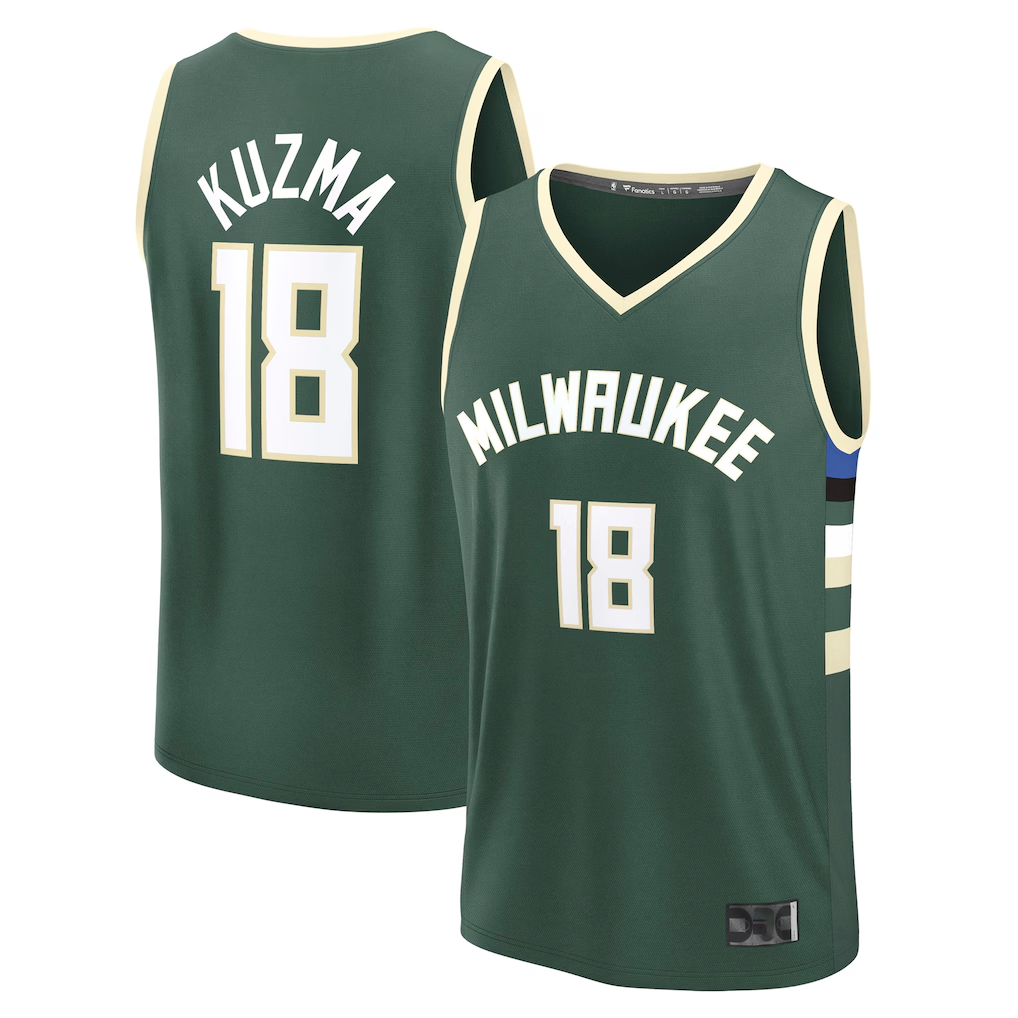 Tlead M.Bucks #18 Kyle Kuzma Hunter Green Fast Break Replica Player Jerseys - Icon Edition