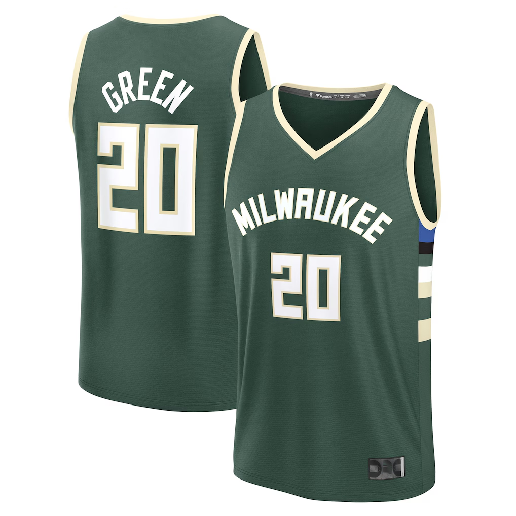 Tlead M.Bucks #20 A.J. Green Hunter Green Fast Break Replica Player Jerseys - Icon Edition