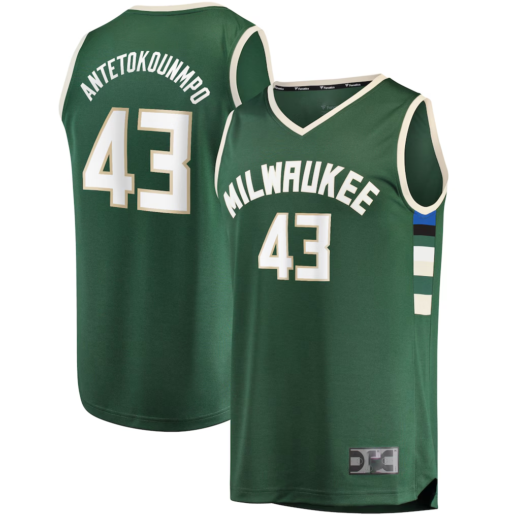 Tlead M.Bucks #43 Thanasis Antetokounmpo Hunter Green Fast Break Replica Player Jerseys - Icon Edition