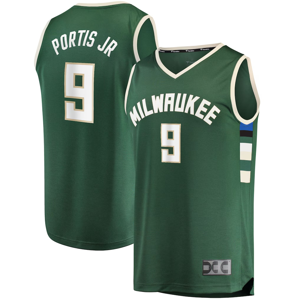 Tlead M.Bucks #9 Bobby Portis Green Fast Break Replica Jerseys - Icon Edition