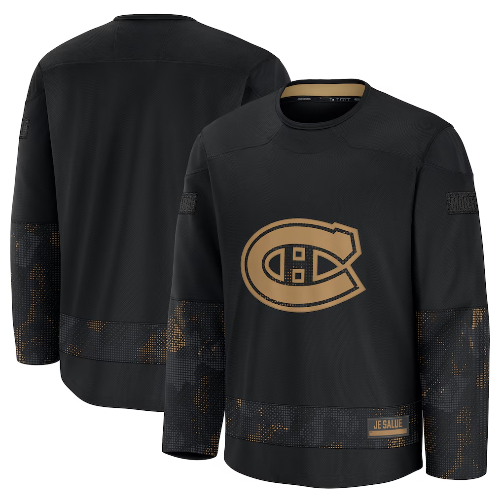 Tlead M.Canadiens Black 2024 Military Appreciation Practice Jerseys