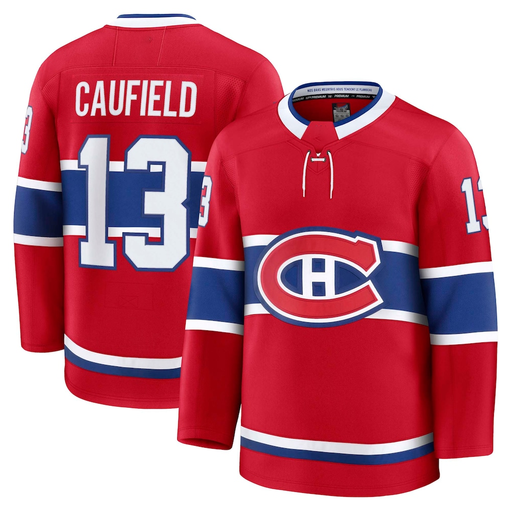 Tlead M.Canadiens #13 Cole Caufield Red Home Premium Jerseys
