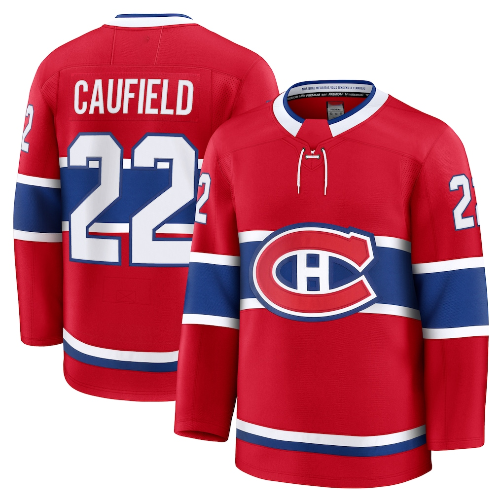 Tlead M.Canadiens #22 Cole Caufield Red Home Premium Jerseys