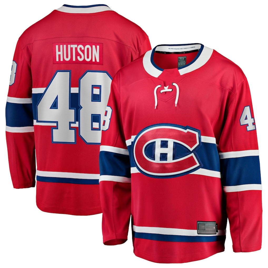 Tlead M.Canadiens #48 Lane Hutson Red Home Breakaway Jerseys
