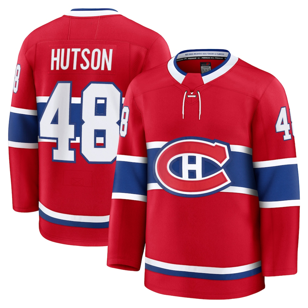 Tlead M.Canadiens #48 Lane Hutson Red Home Premium Jerseys
