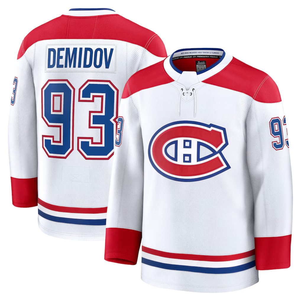 Tlead M.Canadiens #93 Ivan Demidov White Away Premium Jerseys