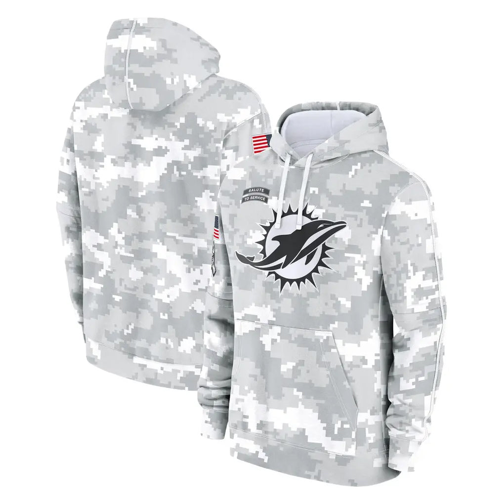 Tlead M.Dolphins Arctic Camo Salute to Service Hoodies Limited Game Blank Player Stitched Jerseys