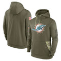 Tlead M.Dolphins Olive Salute to Service Pullover Hoodies Home Game Blank Player Stitched Jerseys