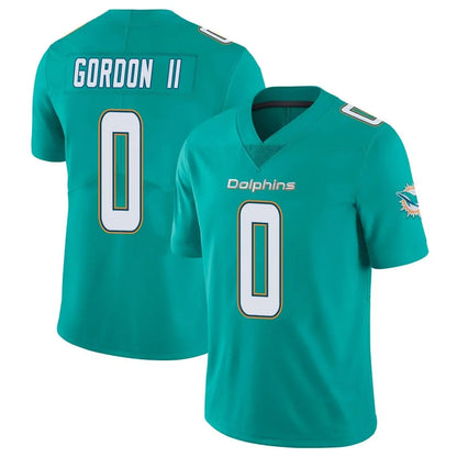 Tlead M.Dolphins #0 Ollie Gordon II Player Aqua Limited Vapor Untouchable Home Game Stitched Jerseys