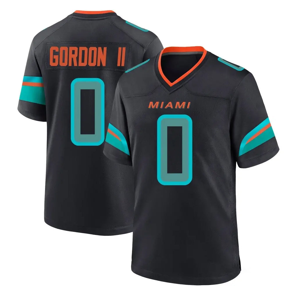 Tlead M.Dolphins #0 Ollie Gordon II Player Black Pitch Rivalries Collection Home Game Stitched Jerseys