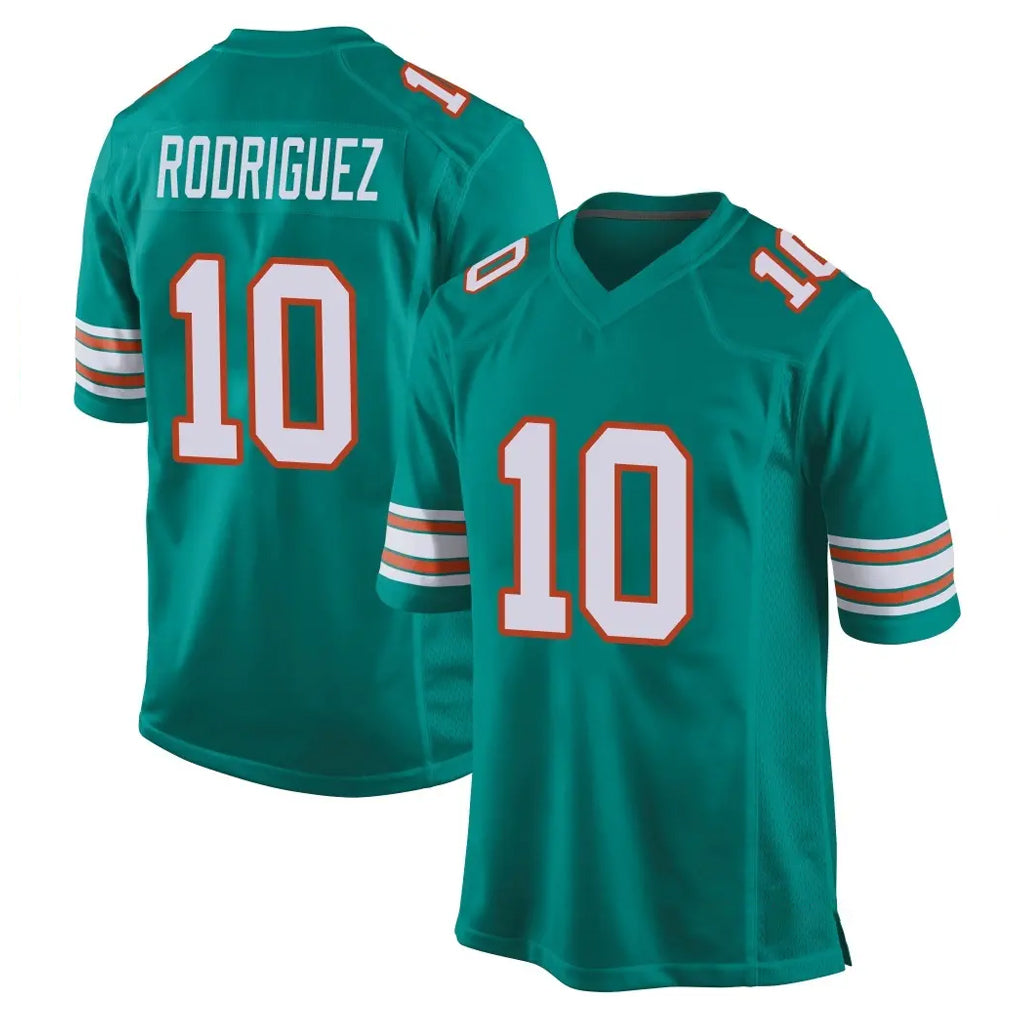 Tlead M.Dolphins #10 Jacob Rodriguez Player Aqua Alternate Home Game Stitched Jerseys