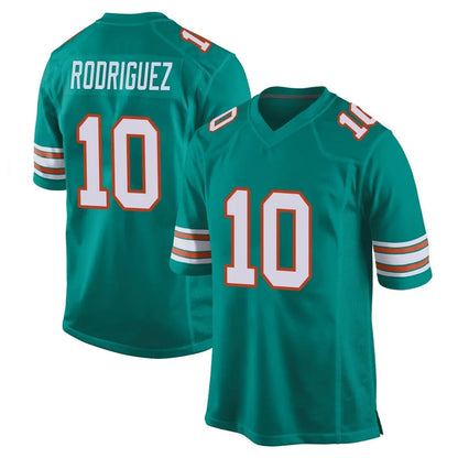 Tlead M.Dolphins #10 Jacob Rodriguez Player Aqua Alternate Home Game Stitched Jerseys