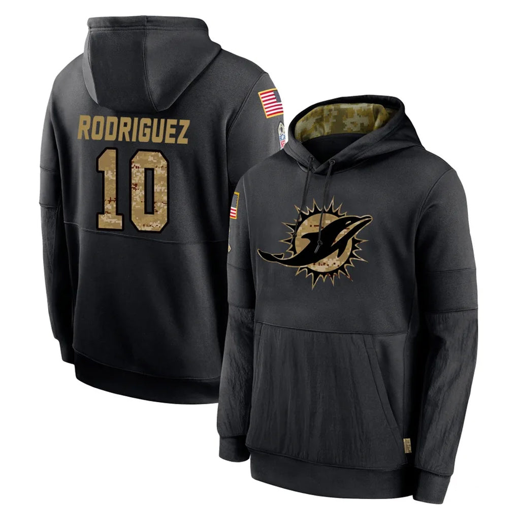 Tlead M.Dolphins #10 Jacob Rodriguez Player Black Salute to Service Hoodies Limited Game Stitched Jerseys