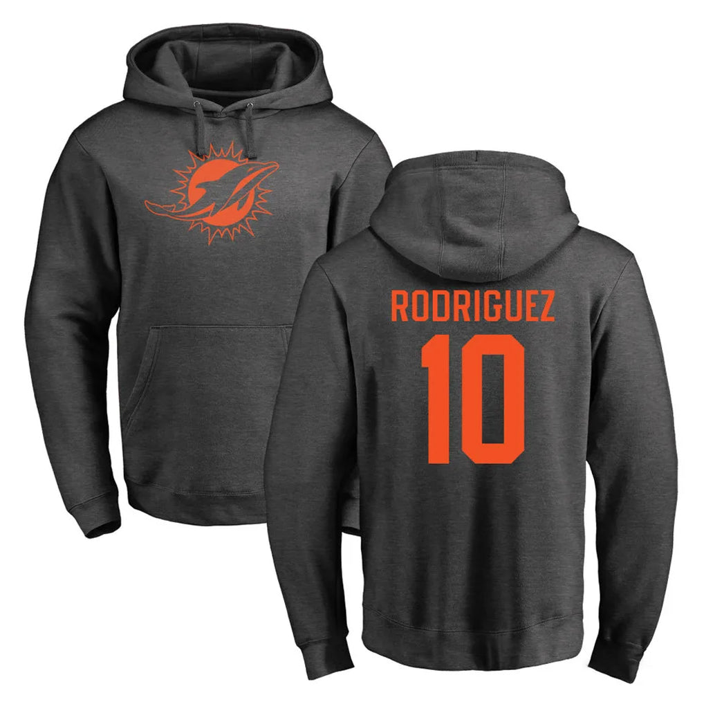 Tlead M.Dolphins #10 Jacob Rodriguez Player Darkgray Pullover Hoodies Limited Stitched Jerseys