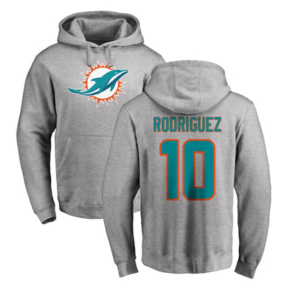 Tlead M.Dolphins #10 Jacob Rodriguez Player Gray LOGO Pullover Hoodies Limited Stitched Jerseys