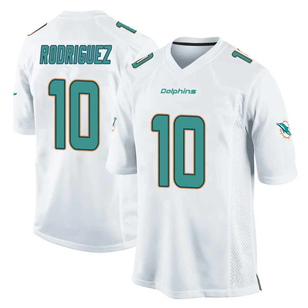 Tlead M.Dolphins #10 Jacob Rodriguez Player White Home Game Stitched Jerseys