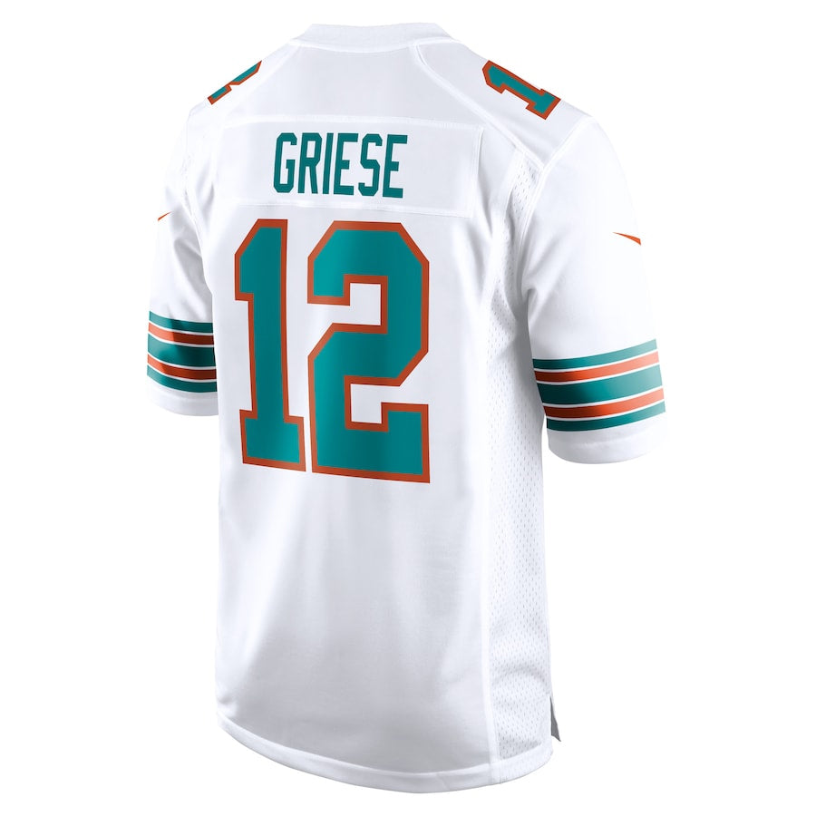 Tlead M.Dolphins #12 Bob Griese Player White Home Game Stitched Jerseys