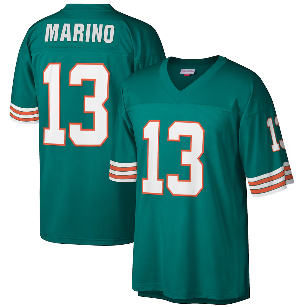 Tlead M.Dolphins #13 Dan Marino Mitchell & Ness Aqua Big & Tall 1984 Retired Player Replica Stitched Jerseys