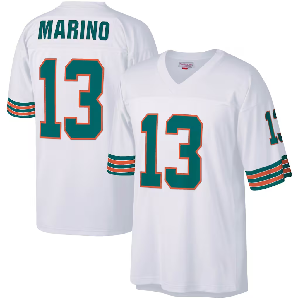 Tlead M.Dolphins #13 Dan Marino Mitchell & Ness White Big & Tall 1984 Retired Player Replica Stitched Jerseys