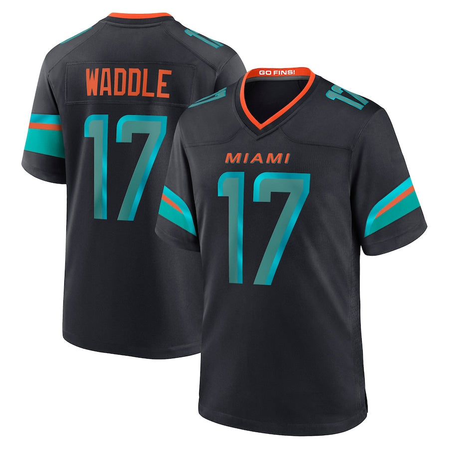 Tlead M.Dolphins #17 Jaylen Waddle Player Blue Rivalries Collection Game Stitched Jerseys