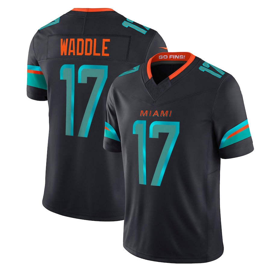 Tlead M.Dolphins #17 Jaylen Waddle Player Blue Rivalries Collection Vapor Limited Stitched Jerseys