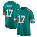 Tlead M.Dolphins #17 Trey Moore Player Aqua Alternate Home Game Stitched Jerseys